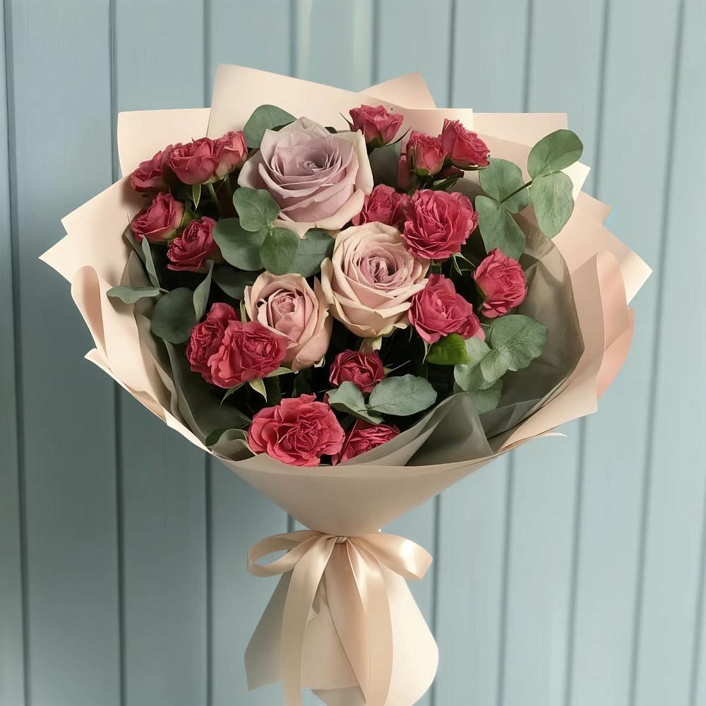 Букет цветов из: Гвоздики и Розы в Алешня
