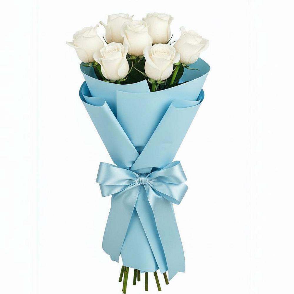 Букет 7 белых роз Проуд в Алешня