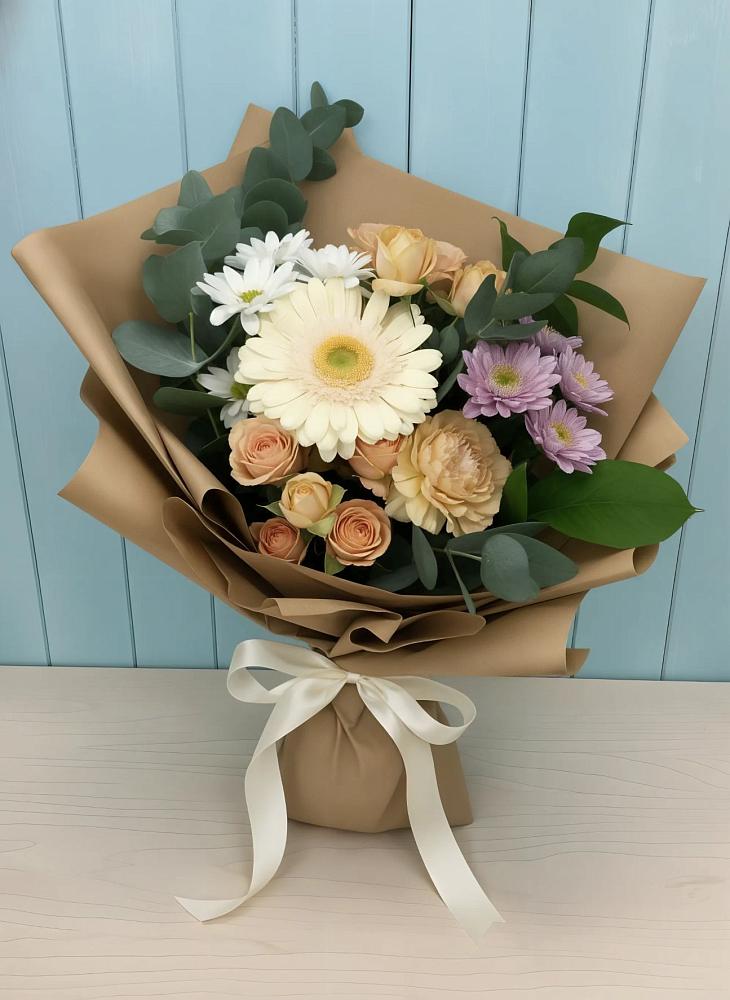 Букет цветов из: Герберы и Хризантемы в Алешня