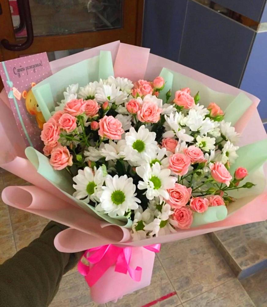 Букет цветов из: Розы и Хризантемы в Алешня