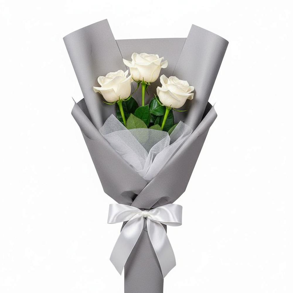 Букет 3 белые розы в Алешня