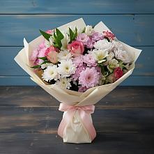 Букет цветов из:  Хризантемы, Альстромерии и Розы #REPLACE_PRED# Алешня