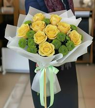 Букет цветов из:  Хризантемы и Розы в Алешня