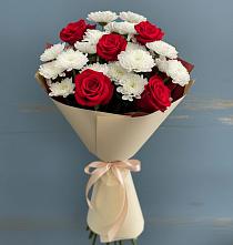Букет цветов из:  Розы и Хризантемы в Алешня
