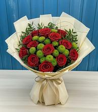 Букет цветов из:  Розы и Хризантемы в Алешня