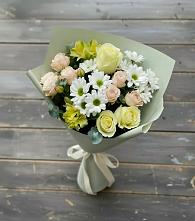 Букет цветов из:  Альстромерии, Розы и Хризантемы в Алешня