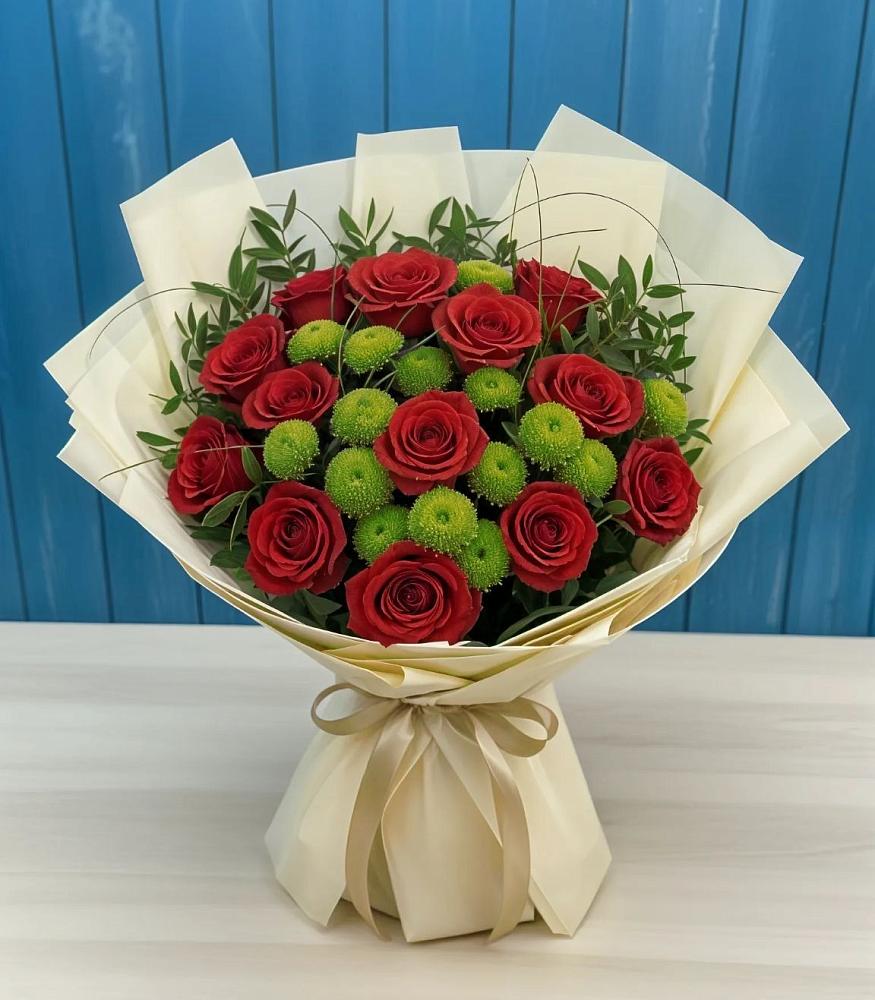 Букет цветов из: Розы и Хризантемы в Алешня